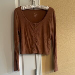 Women's Brown Long Sleeve Top